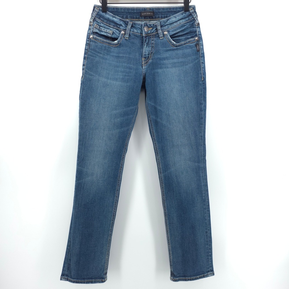 Silver Jeans Co Womens‎ Jeans Suki Straight W28 L30 Blue Mid Rise Denim
